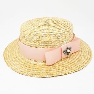 Kids Straw Hat with Pink Bow